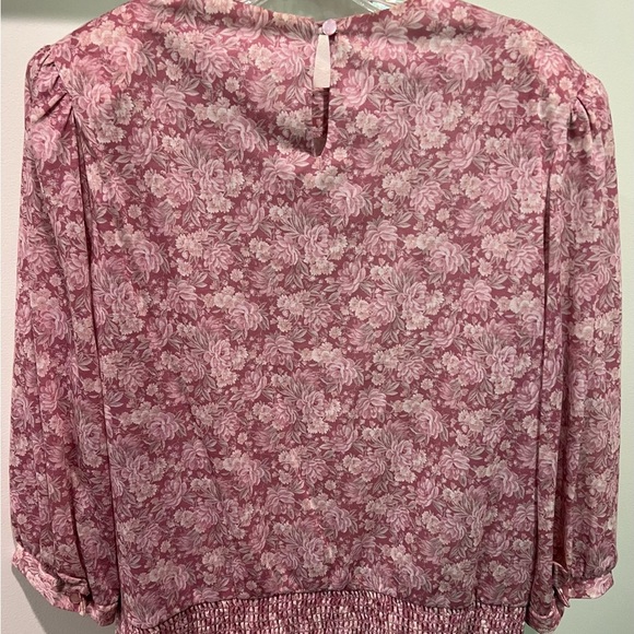 Vintage Frejani Floral Pink Blouse with Lace Embroidered Collar Size 18 - Picture 3 of 12